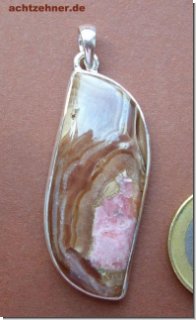 Silberner Anhnger mit einem Rhodochrosit 5,5 x 2 cm