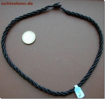 Gekordelte Perlenkette fr Anhnger in schwarz 48 cm