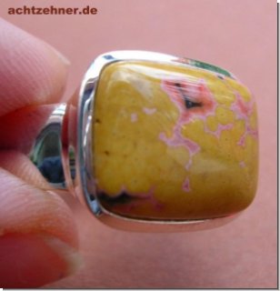 Silberner Ring mit Ozean Jaspis 17,5 mm