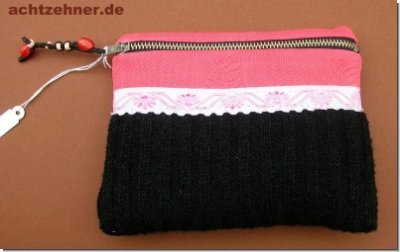 Utensilientschchen schwarz/ pink 11 x 14 cm