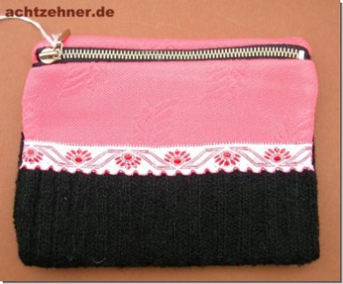 Utensilientschchen schwarz/ pink 11 x 14 cm