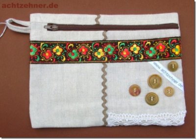 Utensilientschchen beige mit Folklore Bordre 16 x 22 cm