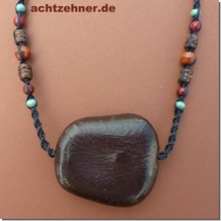 Riesensamen Kette schwarz geflochten 52 cm