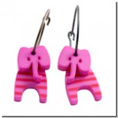 Creolen Elefant pink gestreift 3,5 cm