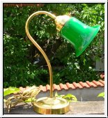 Kleine Tischlampe aus Messing, grüner Schirm 35 cm