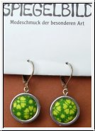 Grün Ohrhänger mit Blümchen im Retro Look von Spiegelbild 3,5 cm