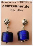 Ohrstecker mit dicken, blauen, antiken Glasperlen 2,5 cm
