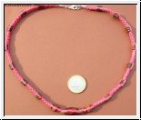 Kette mit Holzperlen und rosa Kordel 49 cm