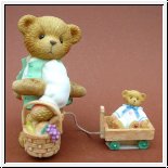 Mick mit Handwagen Cherished Teddies 8,5 cm