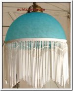Deckenlampe mit Fransenschirm Glas hellblau
