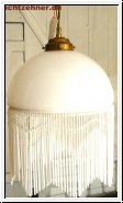 Deckenlampe mit Fransenschirm Glas weiß
