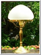 Tischlampe aus Messing mit Nostalgie Glas Schirm 40 cm